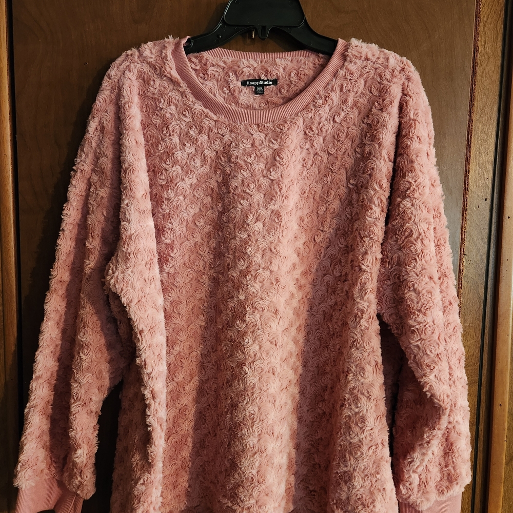 KNAPP STUDIO WOMENS 3X TEXTURED SWEATER ROSE PINK